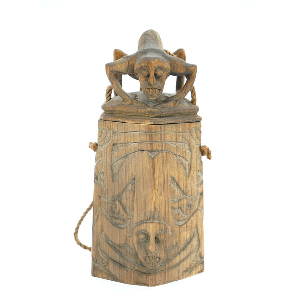 Hand Carved Wooden Tribal Box