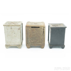 Lot of 3 Cast Iron Banks - Avery, Teach and Co.