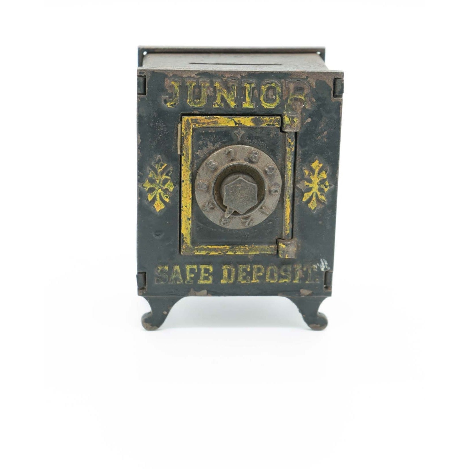 Antique Original 1900's Junior Safe Deposit Cast Iron Bank