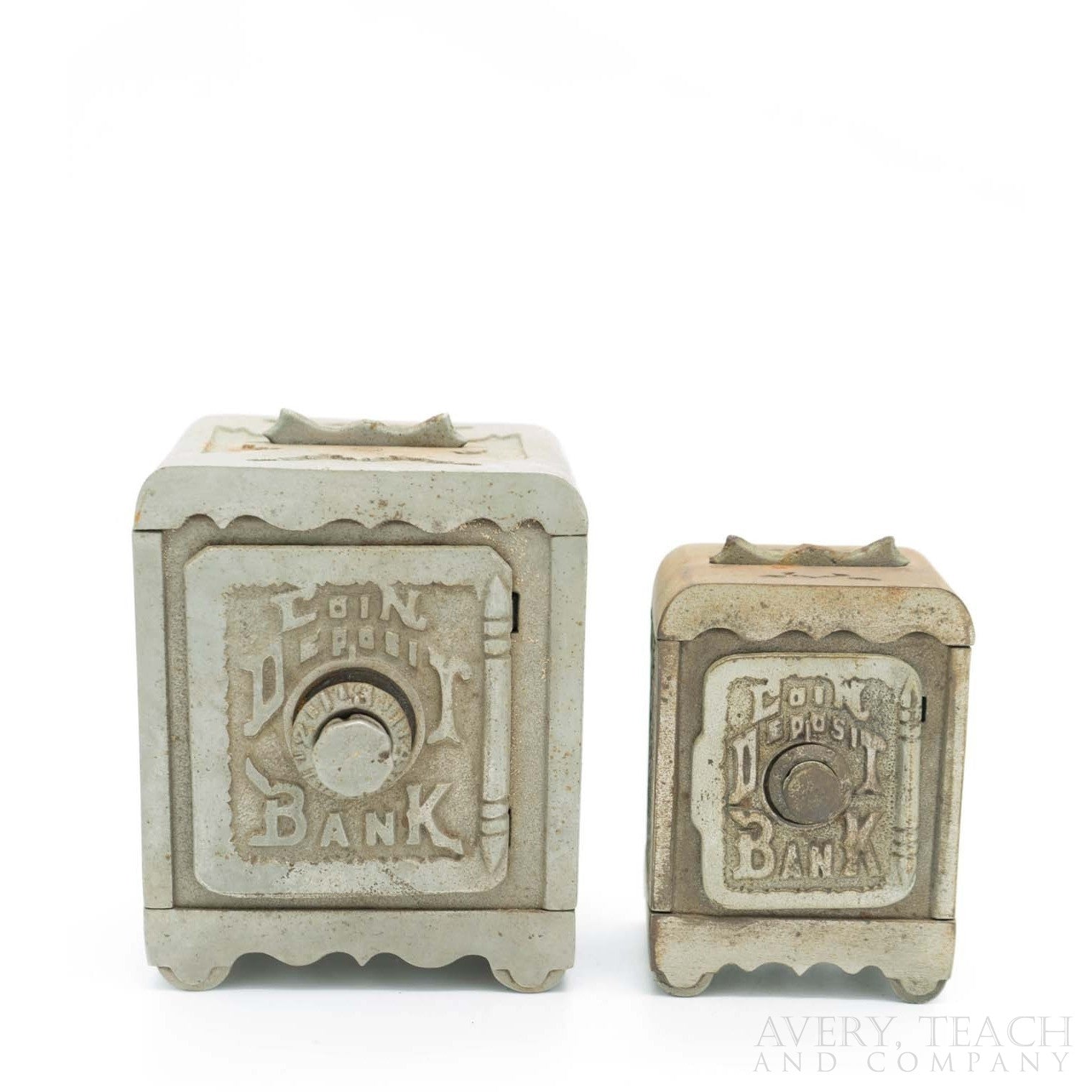 A Pair of Cast Iron Antique Combination Safe