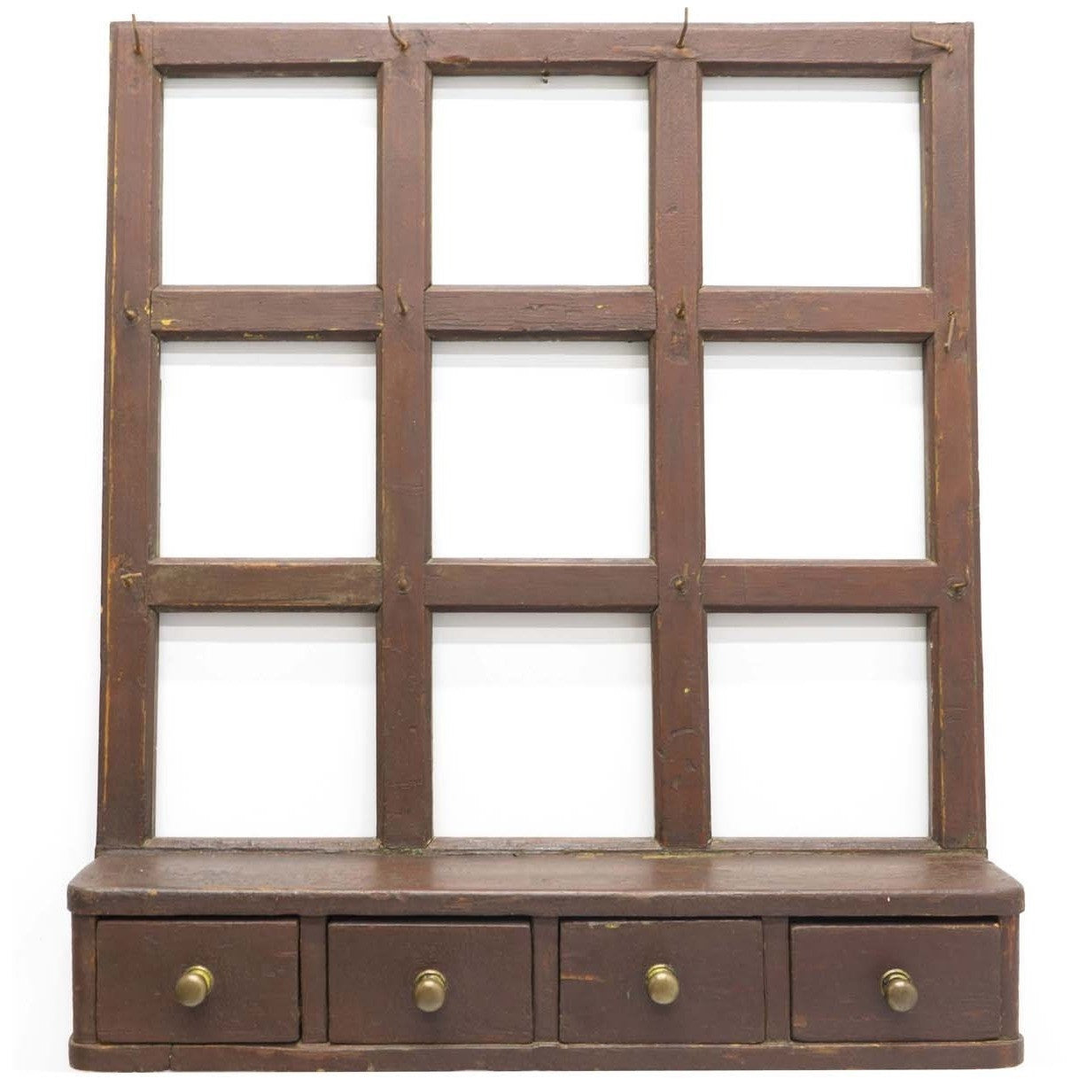 Primitive Wall Rack with Drawers