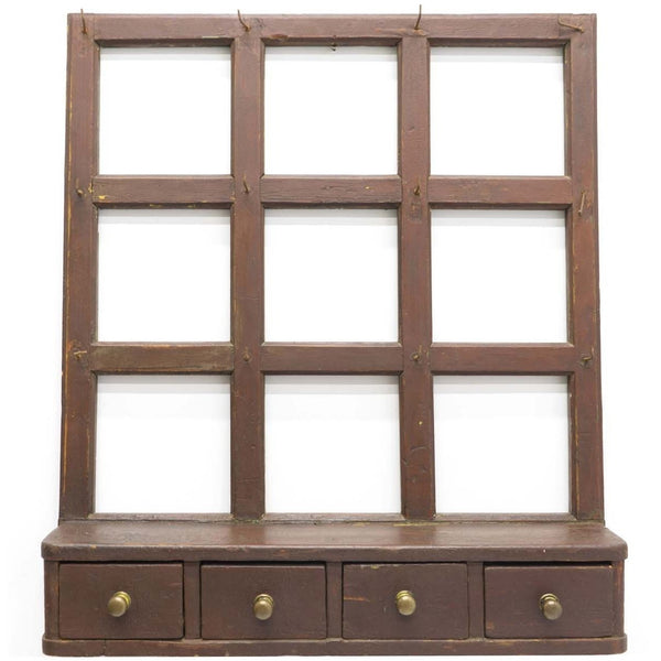 Primitive Wall Rack with Drawers
