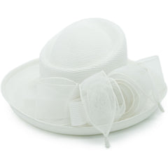 White Elegant Derby Race Hat Slant Crown