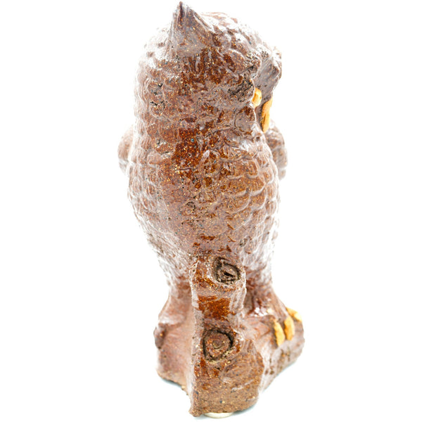Large Owl on a Branch Sewer Tile Sculpture