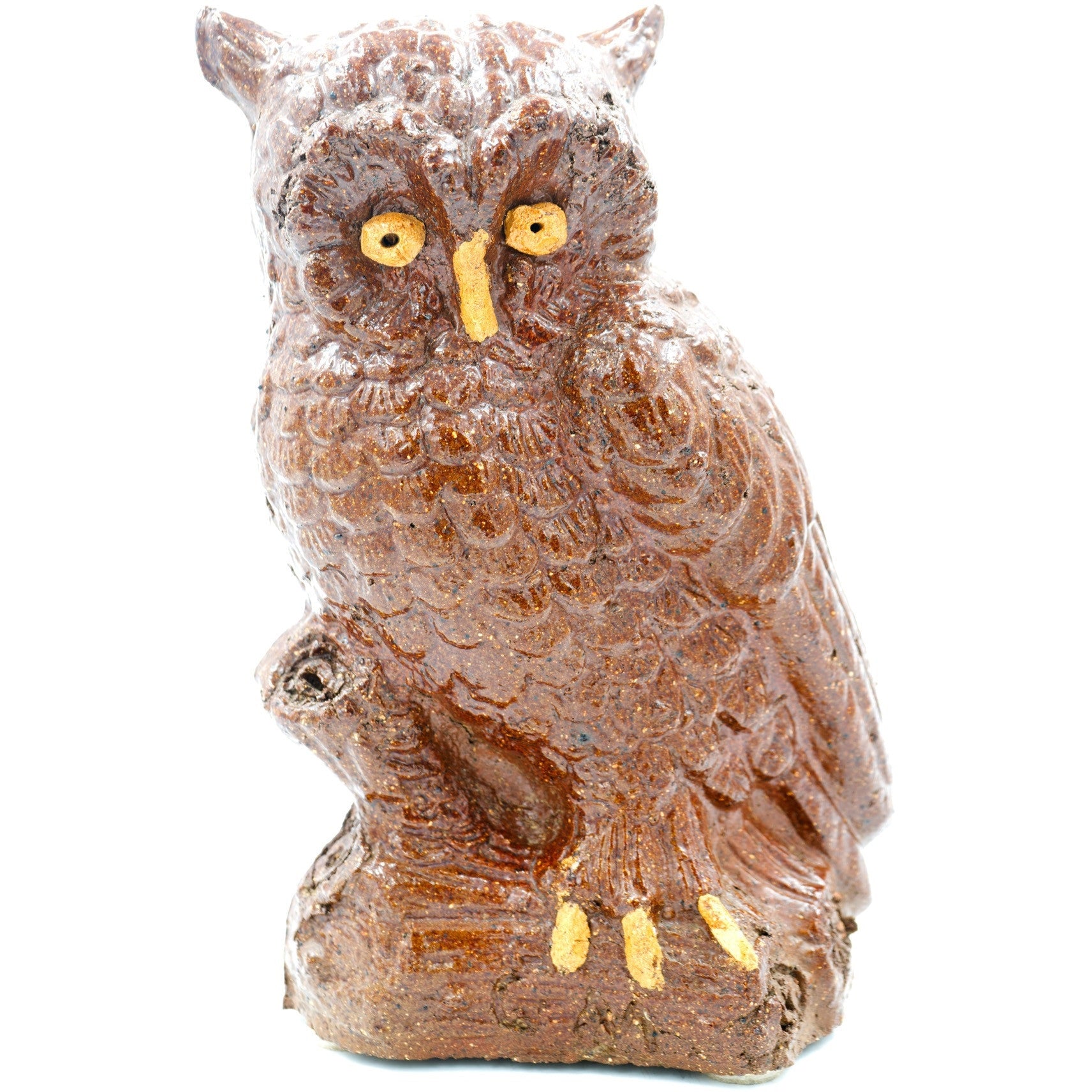 Large Owl on a Branch Sewer Tile Sculpture