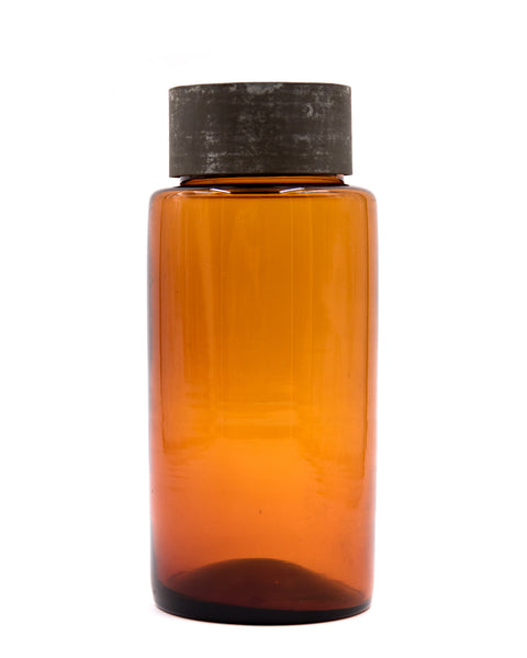 Amber Glass Apothecary Jar with Metal Lid