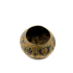 Brass, Copper, and Bronze Bowl With Arabic Symbols