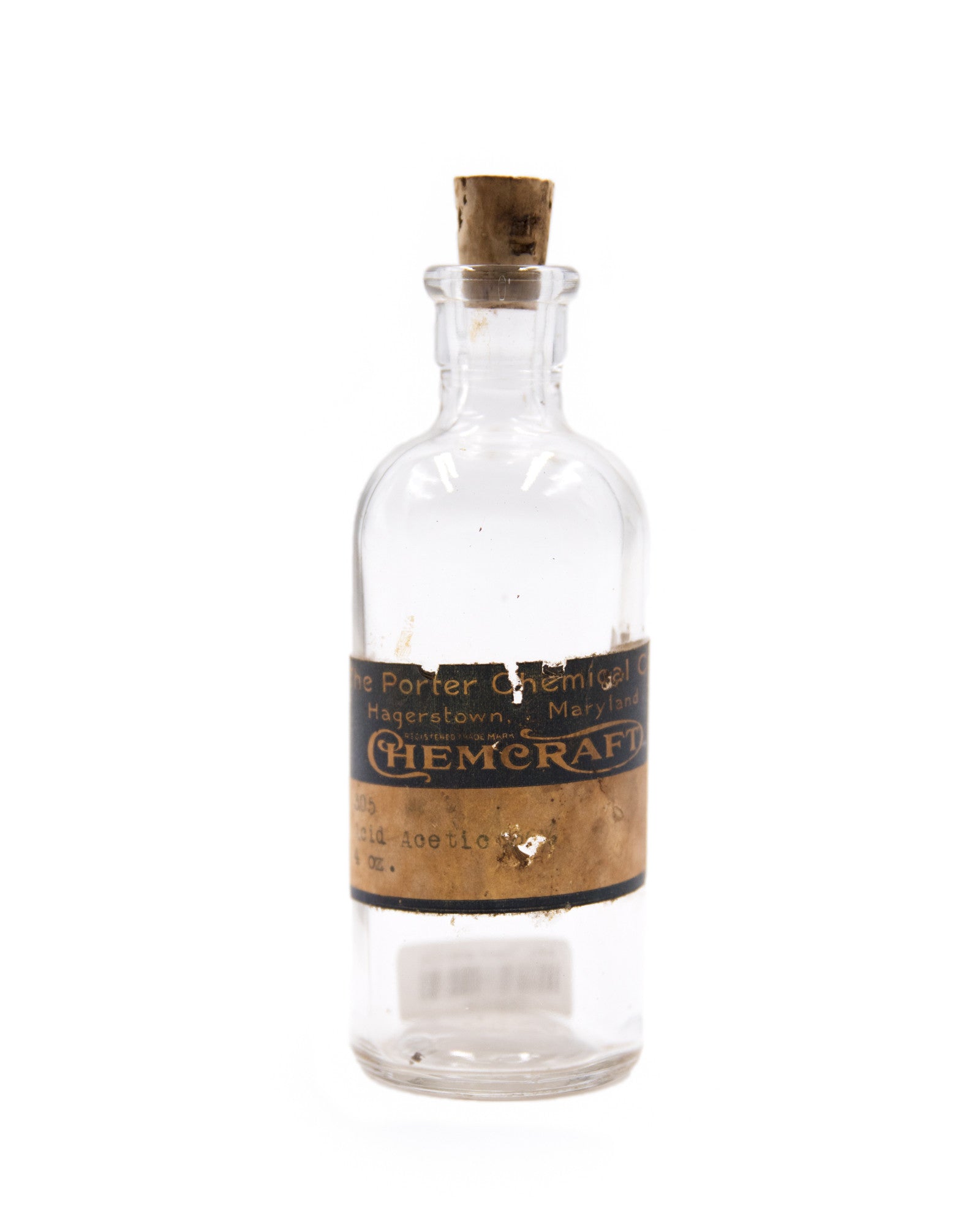 Glass Bottle - Porter Chemical Company - Acetic Acid