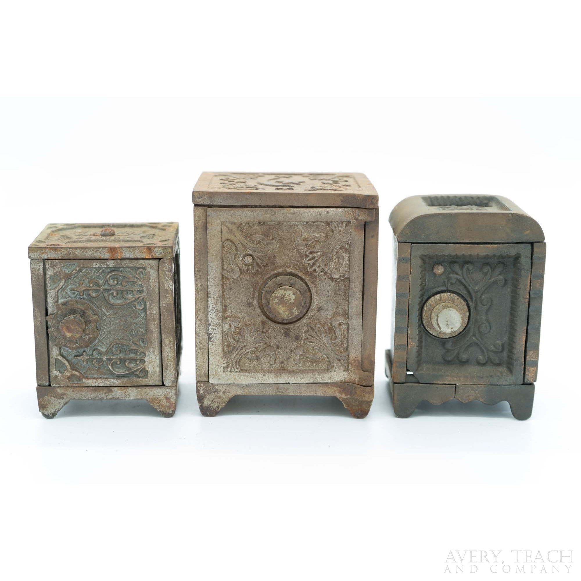 Lot of 3 Cast Iron Combination Banks - Avery, Teach and Co.