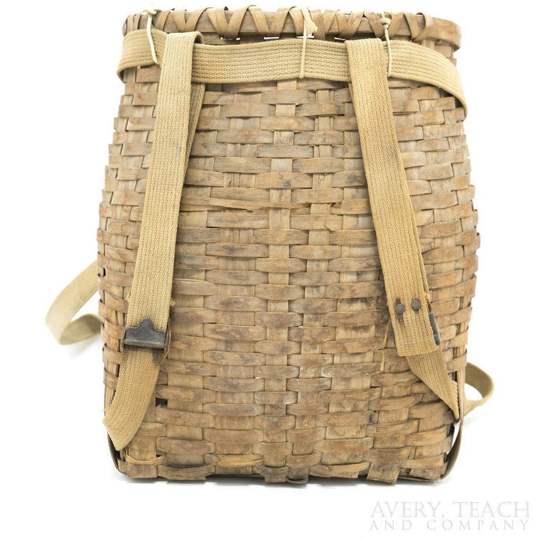 Vintage Creel Woven Ice Fishing Basket Backpack