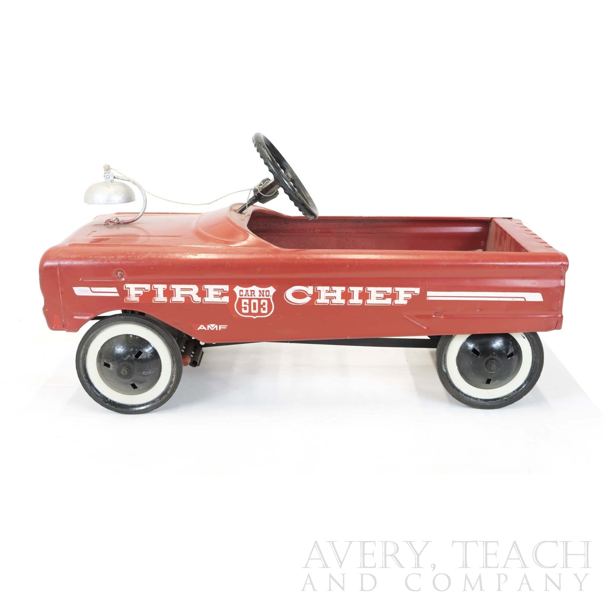 1960's Vintage Red & White Fire Chief Pedal Cart