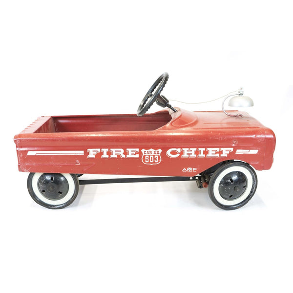 1960's Vintage Red & White Fire Chief Pedal Cart - Avery, Teach and Co.