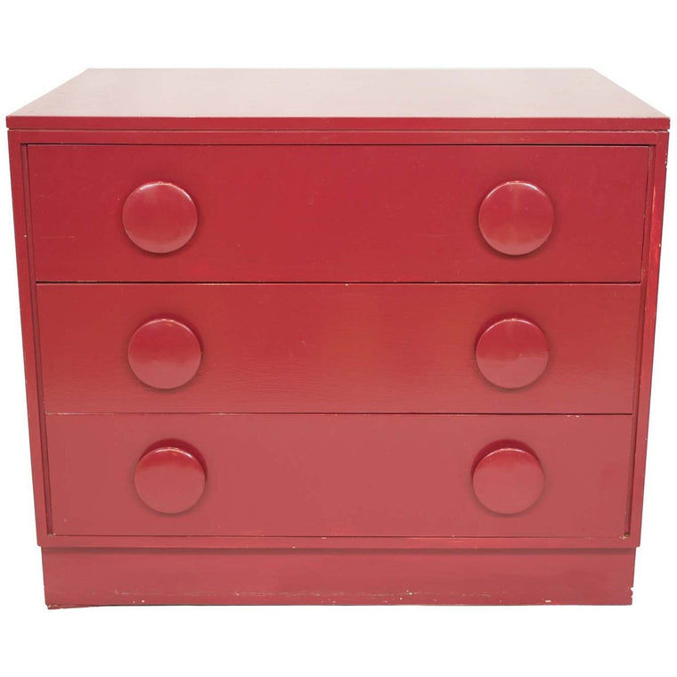 Mid-Century Glossy Red Side Chest