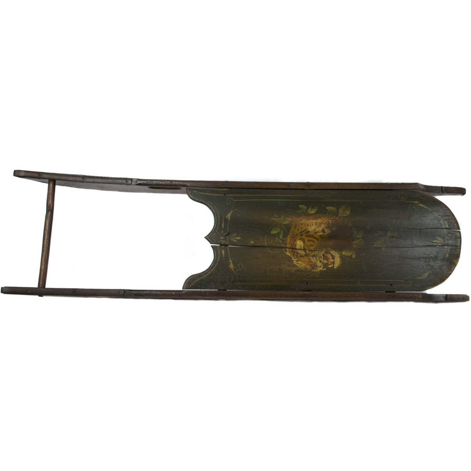 Decorative Antique Painted Wooden Child's Sled