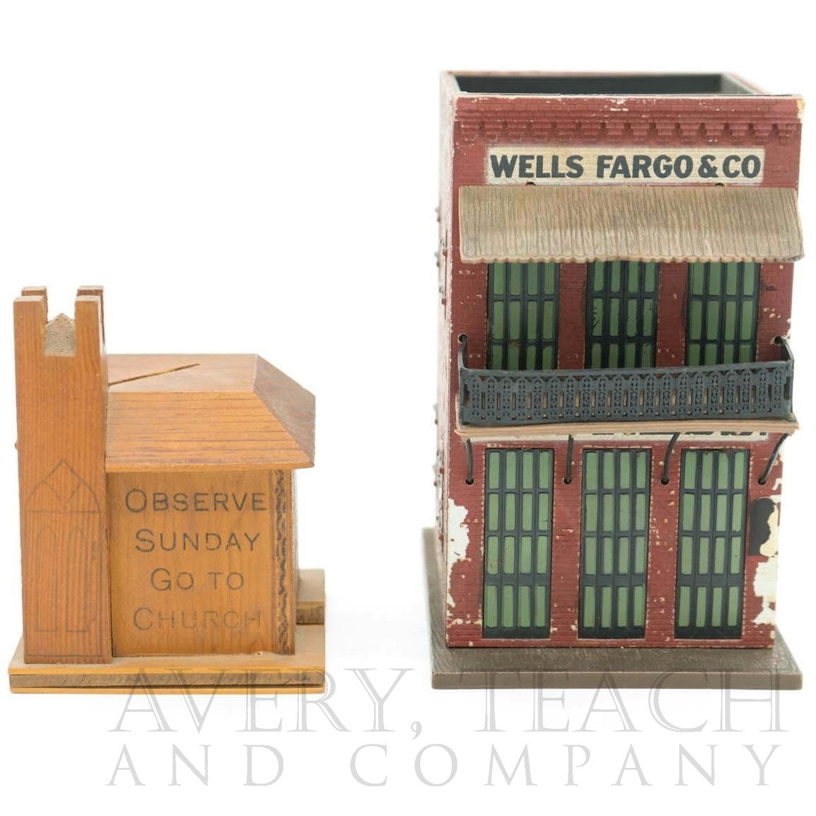 Pair of Vintage Wooden Still Banks 