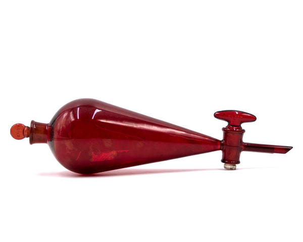 Laboratory Glassware - Cranberry Glass Separatory Funnel, Pyrex