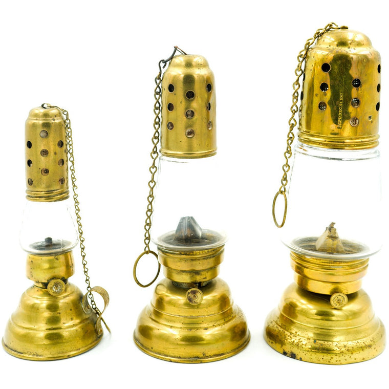 Brass Oil Lamps (Set of 3)