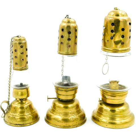 Brass Oil Lamps (Set of 3)