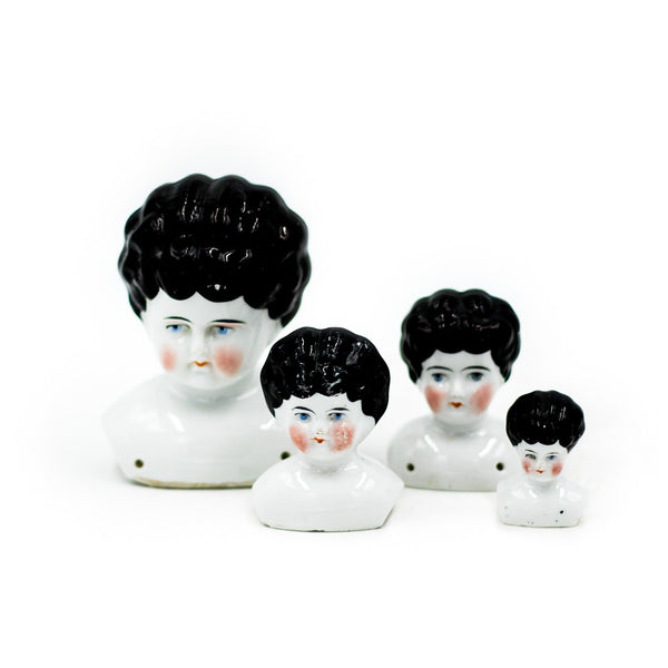 19th Century German China Doll Heads (Set of 4)