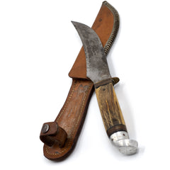 Western Boulder Antler Handle with Leather Sheath