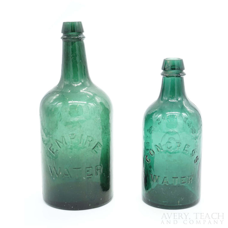 Pair of 1870's Congress Spring Co. Water Bottles